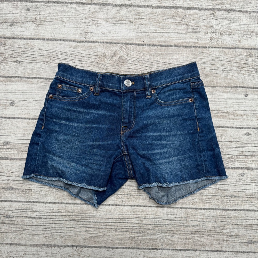 J.Crew Shorts Women's 24 Indigo Denim Dark Wash Cut Off Whiskered Summer Stretch